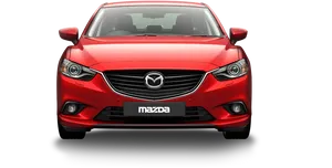 Red Mazda Sedan Front View PNG Image