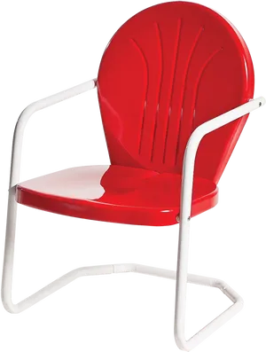 Red Metal Retro Chair PNG Image