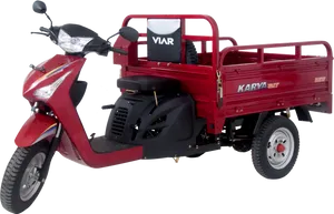 Red Motorized Tricycle Cargo Vehicle PNG Image