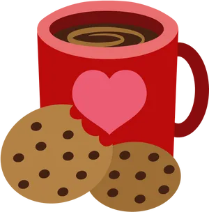 Red Mugand Chocolate Chip Cookies PNG Image