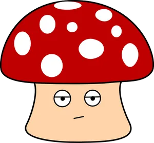 Red Mushroom Cartoon Expression PNG Image