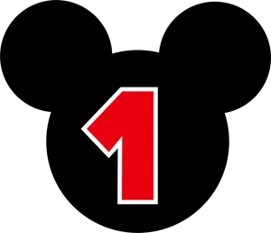 Red Number One Iconon Black Background PNG Image