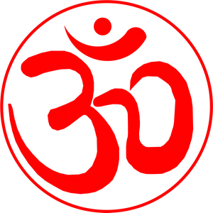 Red Om Symbolon Black Background PNG Image