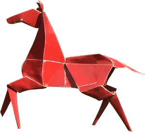 Red Origami Horse Figure PNG Image