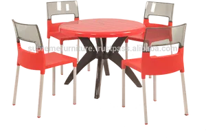Red Outdoor Plastic Tableand Chairs Set PNG