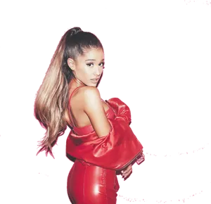 Red Outfit Pop Star Pose PNG Image