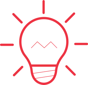 Red Outline Light Bulb Icon PNG Image