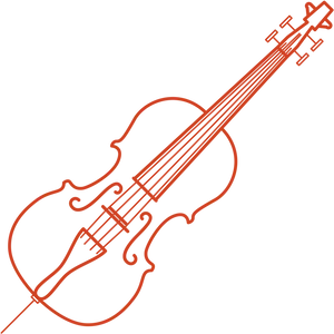 Red Outline Violinon Blue Background PNG Image