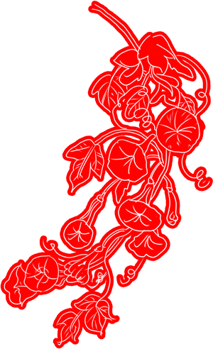 Red Outlined Morning Gloryon Blue PNG Image