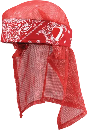 Red Paisley Bandana Hair Cover PNG Image