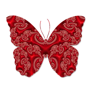 Red Paisley Butterfly Art PNG Image