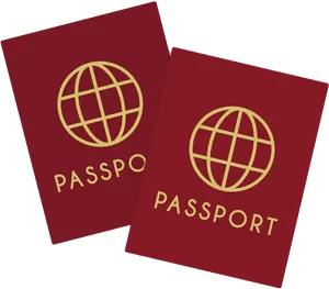 Red Passportswith Gold Emblem PNG Image