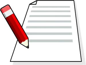 Red Pencil Writingon Paper Clipart PNG Image