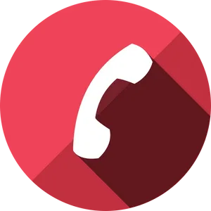 Red Phone Icon Flat Design PNG Image