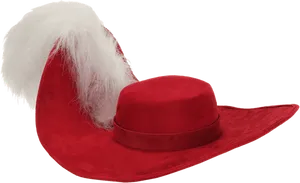 Red Pirate Hat Feather Trim PNG Image