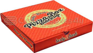 Red Pizza Box Mockup PNG Image