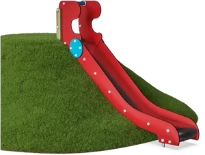 Red Playground Slideon Grass PNG Image