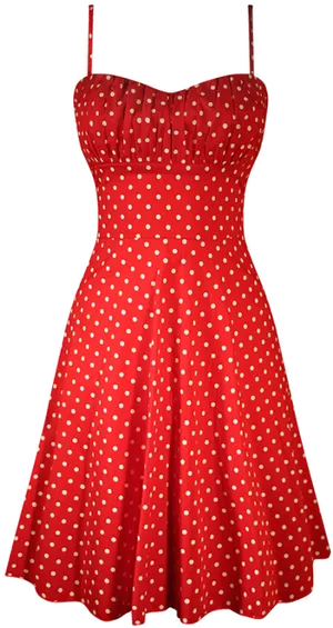 Red Polka Dot Dress Spaghetti Straps PNG Image