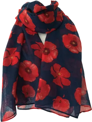 Red Poppy Floral Scarf PNG Image