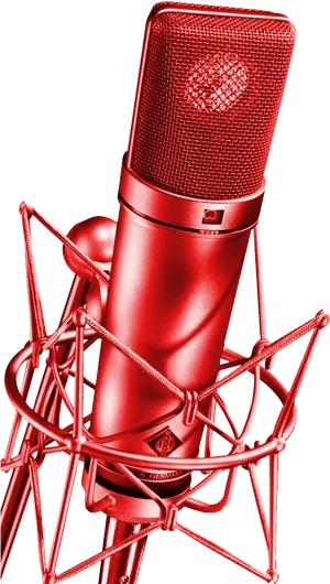 Red Professional Studio Microphone PNG Image