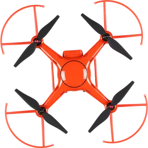 Red Quadcopter Drone Top View PNG Image