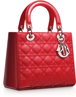 Red Quilted Luxury Handbag PNG Image