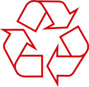 Red Recycle Symbolon Blue Background.png PNG Image