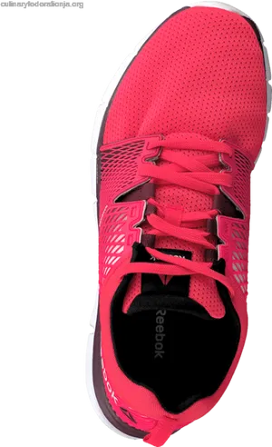 Red Reebok Running Shoe Top View PNG Image