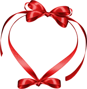 Red Ribbon Heart Shape PNG Image