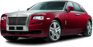 Red Rolls Royce Ghost Side View PNG Image