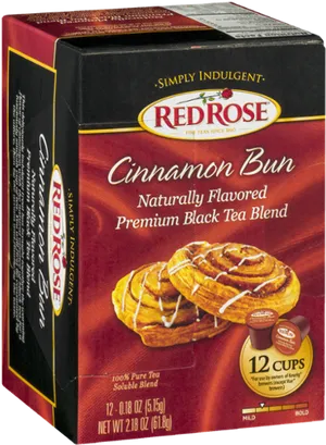 Red Rose Cinnamon Bun Tea Box PNG Image