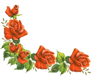 Red Rose Corner Design PNG Image