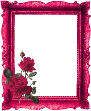 Red Rose Decorated Frame PNG Image