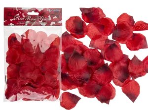 Red Rose Petals Packand Scattered PNG Image