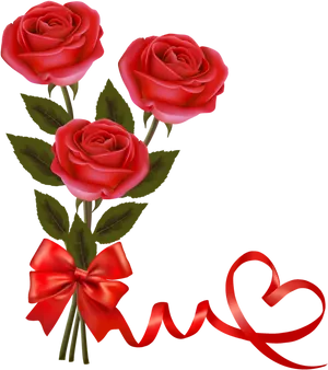 Red Roses Bouquetwith Ribbon PNG Image