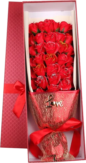 Red Roses Love Bouquet Gift PNG Image