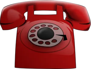 Red Rotary Phone Icon PNG Image