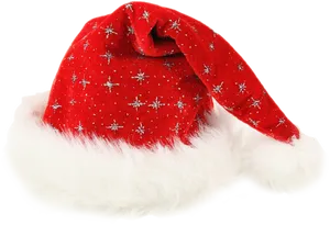 Red Santa Hatwith Snowflakes PNG Image