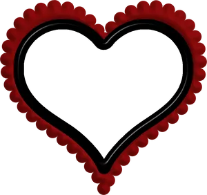 Red Scalloped Heart Frame PNG Image