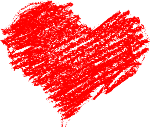 Red Scribble Hearton Black Background PNG Image