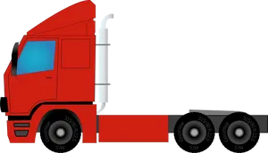 Red Semi Truck Side View PNG Image