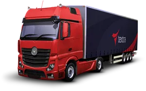 Red Semi Truckwith Logo PNG Image