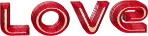 Red Sequined Love Text PNG Image