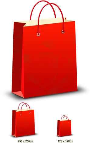 Red Shopping Bags Different Sizes PNG Image