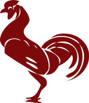 Red Silhouette Rooster PNG Image