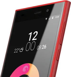 Red Smartphone Angled View PNG Image