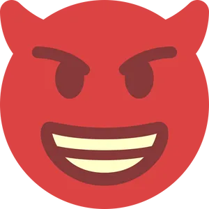 Red Smiling Devil Emoji PNG Image