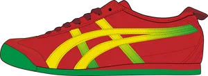 Red Sneaker Yellow Stripes PNG Image