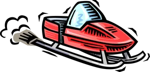 Red Snowmobile Cartoon Illustration PNG Image