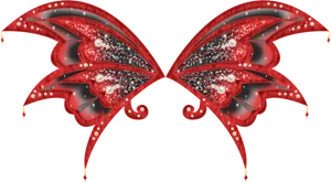 Red Sparkling Fairy Wings PNG Image